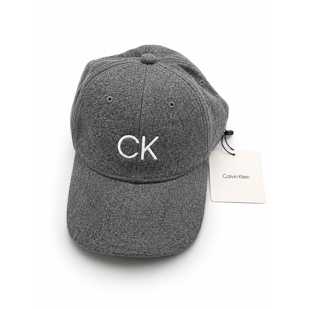 Calvin Klein Mens Grey‎ Wool Blend CK Logo Baseball Cap Hat Unisex Classic NEW